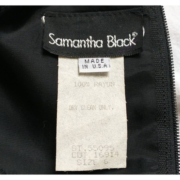 VTG Samantha Black Velvet Velour Sheath Dress 6 Tiered Ruffle Drop Waist Preppy - Picture 10 of 10